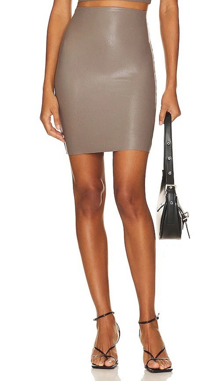 Commando Pencil Skirt Women’s Large Faux Leather Nude Taupe NEW